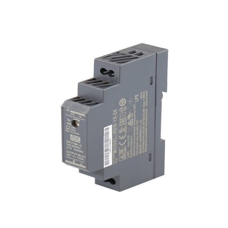 Antaira Power Supply, 85 to 264V AC, 24V DC, 15W, 0.63A, DIN Rail HDR-15-24